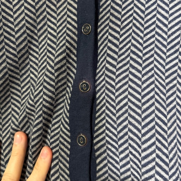 Tommy Hilfiger Cardigan Herringbone Navy Blue and White Size XL Academia Preppy - Picture 4 of 8
